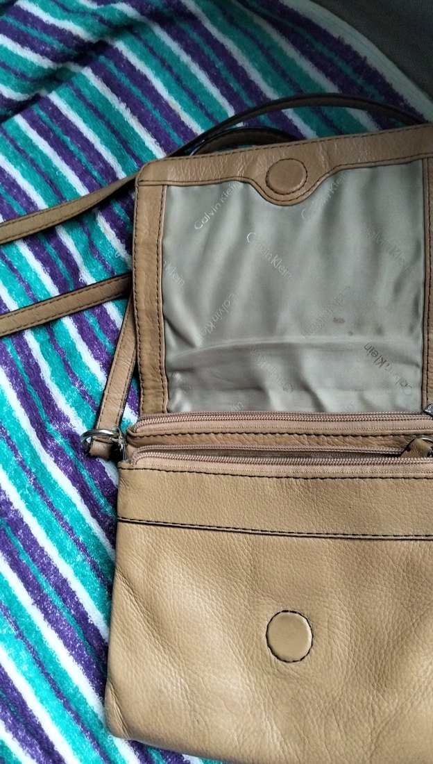 Bej Deri Kadın Çanta Tokalı - Görsel 4