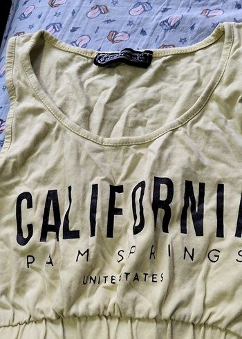 Sarı Pamuklu Baskılı Düğmeli Atlet.( bord) - Görsel 2