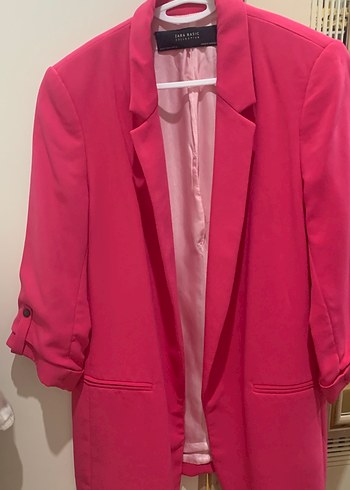 Zara Canli Fusya Uzun Blazer Ceket