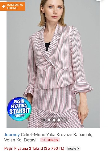 Journey Kadın Pembe Mini Kruvaze Ceket