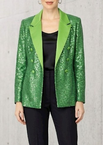Zara Yesil Payetli Siklik Modern Blazer Ceket