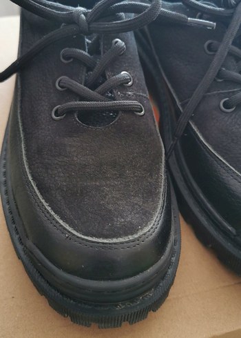 Tergan Hakiki Deri Siyah Bayan Bağcıklı Goth Ayakkabı