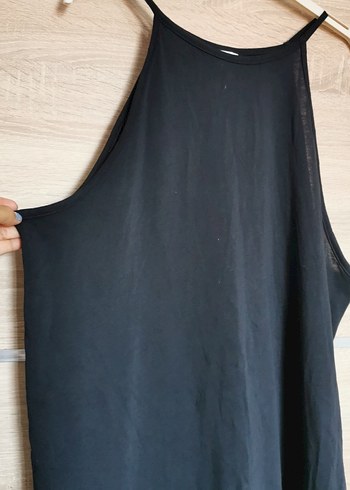 H&M Uzun Siyah Kolsuz Askılı Yüksek Yakalı Elbise