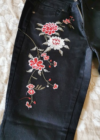 American Vintage Nakışlı Siyah Kadın Denim Pantolon