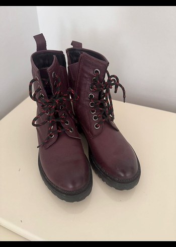 Bordo Deri Kadın Bot