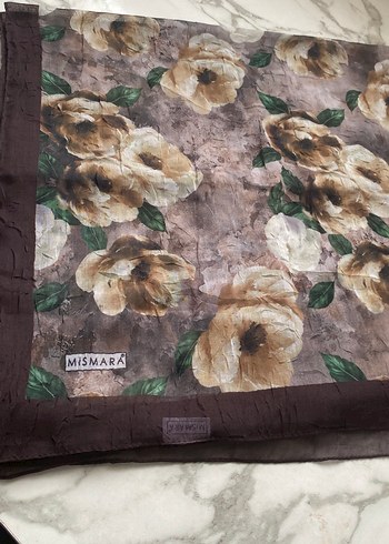 Diğer Mismara Sifon Cicekli Koyu Kahverengi Esarp