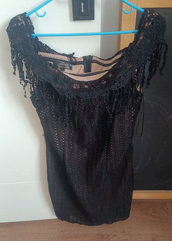 Siyah Dantel Midi Gotik Elbise - Görsel 2