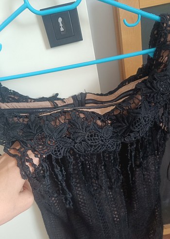 Siyah Dantel Midi Gotik Elbise - Görsel 3