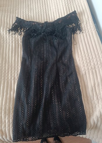 Siyah Dantel Midi Gotik Elbise - Görsel 4