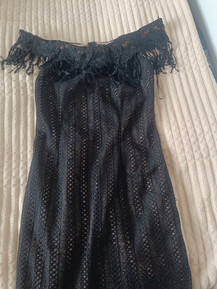 Siyah Dantel Midi Gotik Elbise - Görsel 5