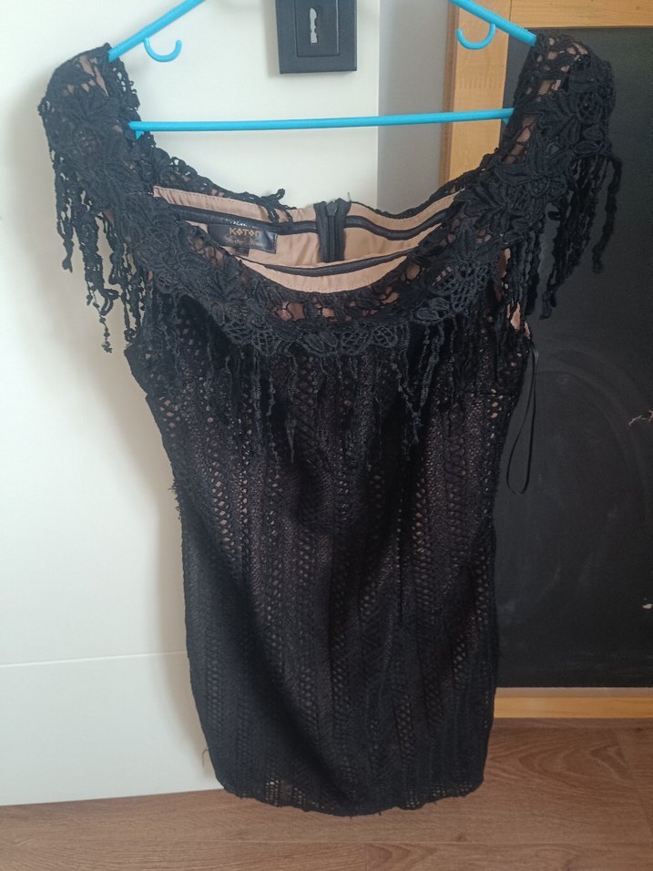 Siyah Dantel Midi Gotik Elbise - Görsel 2