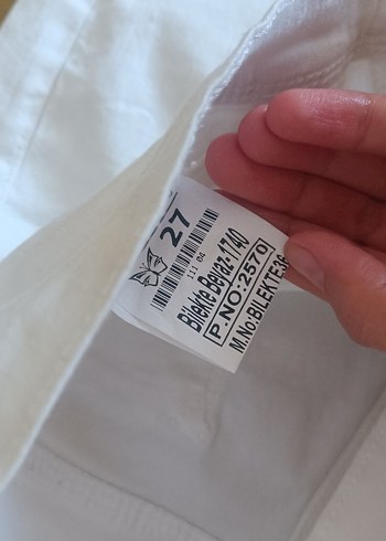 27 Beden beyaz Renk Düğmeli Beyaz Midi Pamuklu Kadın Kot Pantolon