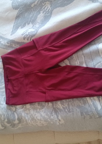 Bordo Esnek Midi Spor Tayt - Görsel 2