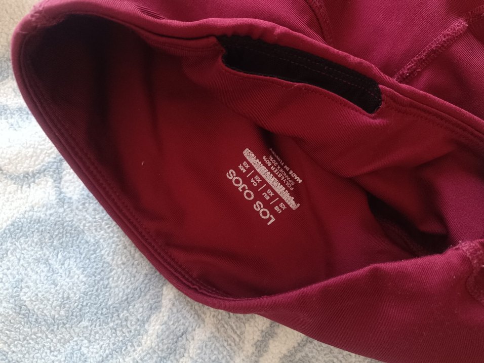 Bordo Esnek Midi Spor Tayt - Görsel 3