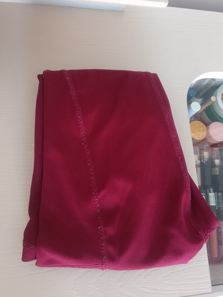 Bordo Esnek Midi Spor Tayt - Görsel 4