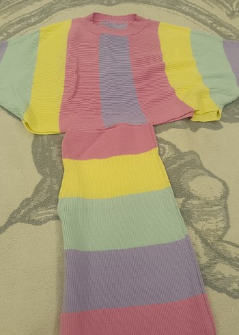 Renkli Örgü Kadın Uzun Elbise - Görsel 3