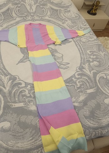 Renkli Örgü Kadın Uzun Elbise - Görsel 4