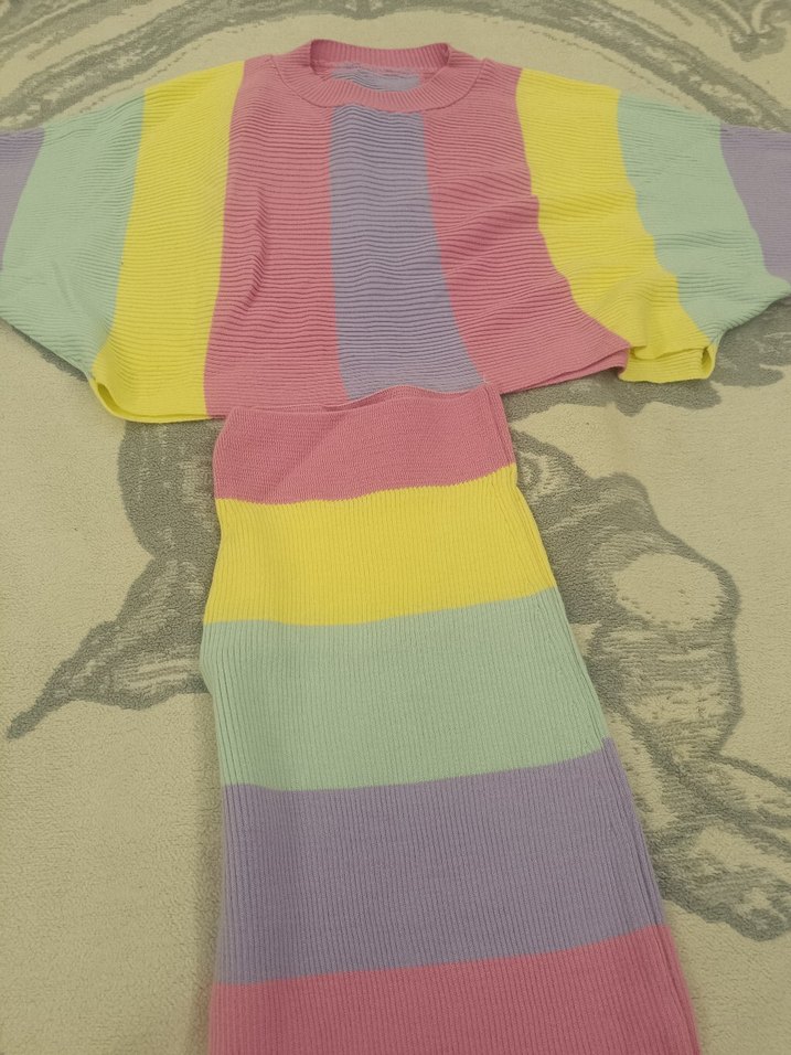 Renkli Örgü Kadın Uzun Elbise - Görsel 3