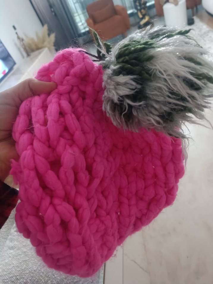 Pembe Örgü Kadın Yün Bere - Görsel 3