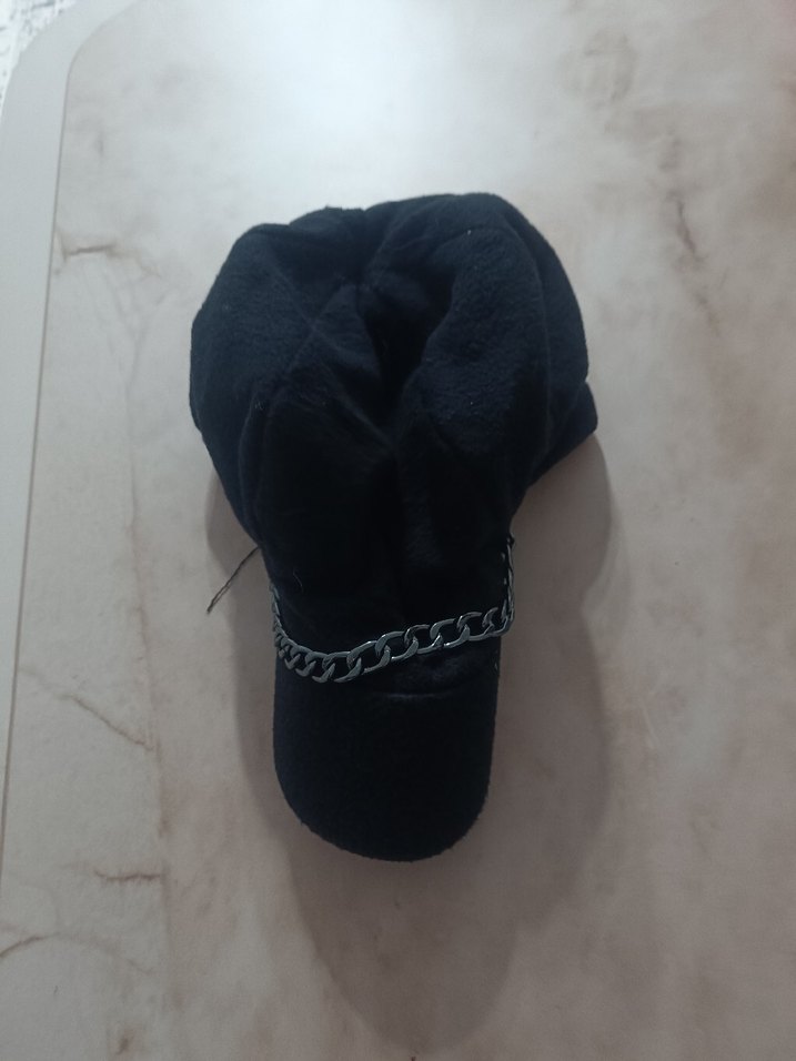 Siyah Zincir Detaylı Kadın Keçe Şapka - Görsel 2