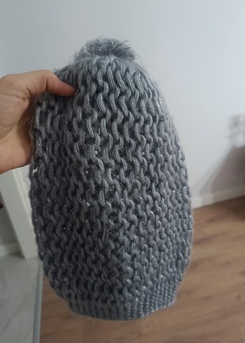 Gri Örgü Kadın Bere - Görsel 2