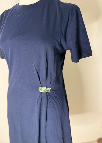 Lacivert Kısa Kollu Midi Elbise - Görsel 2