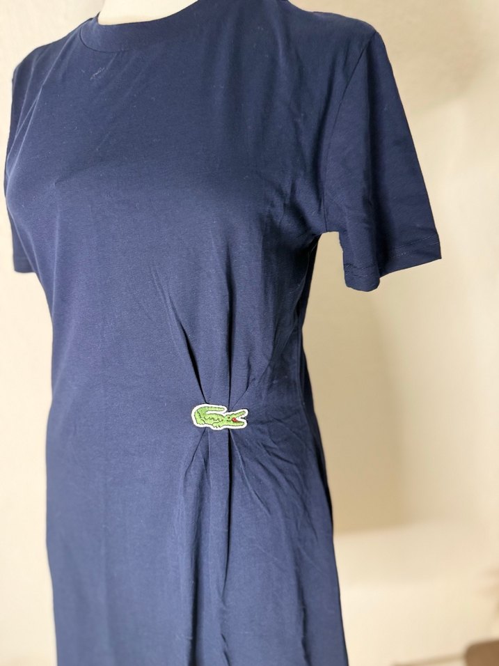 Lacivert Kısa Kollu Midi Elbise - Görsel 2