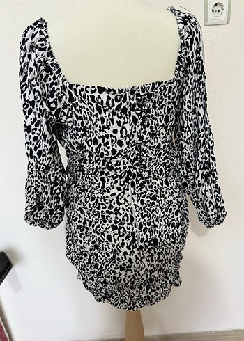 Leopar Desenli Gri Mini Hamile Bluzu - Görsel 4