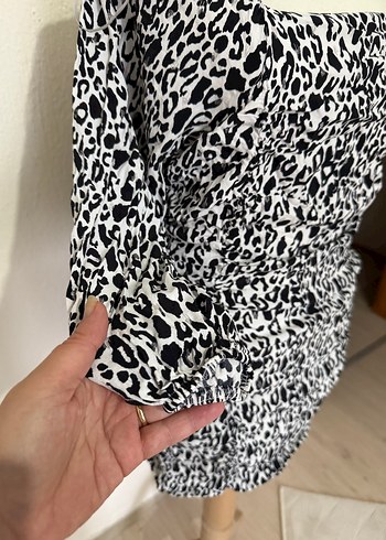 Leopar Desenli Gri Mini Hamile Bluzu - Görsel 3