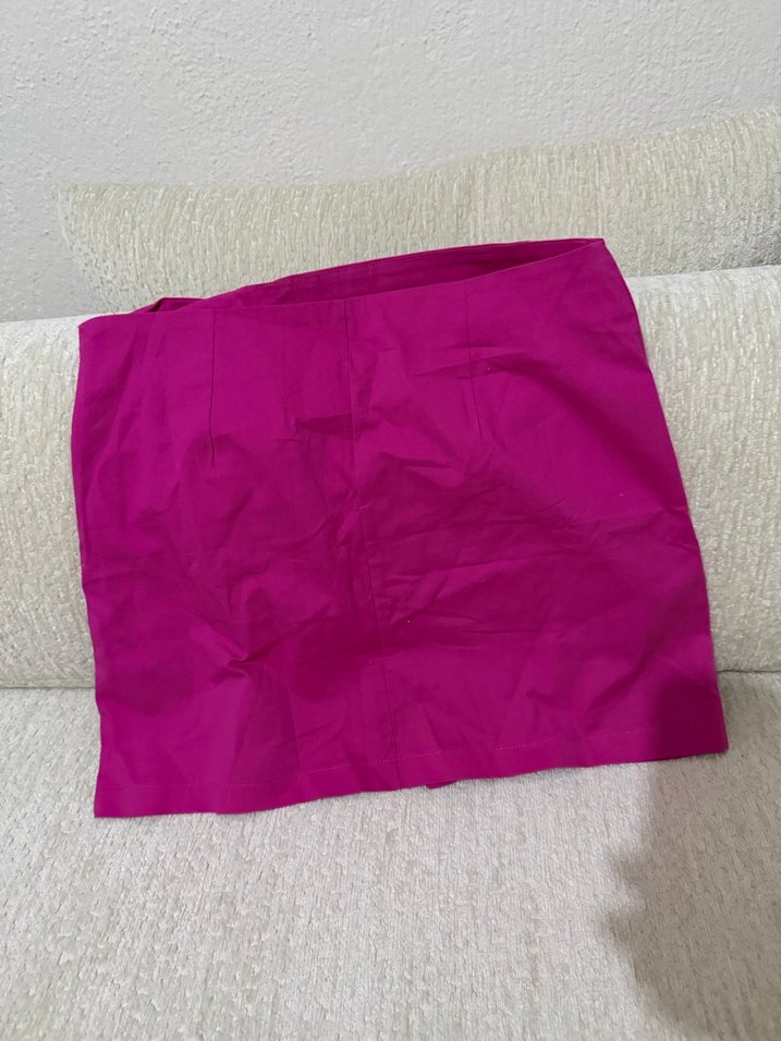 Parlak Pembe Mini Etek Fırfırlı - Görsel 5