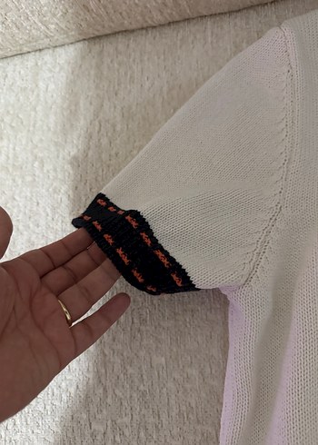 Beyaz Düğmeli Kısa Kollu Triko Gömlek - Görsel 5