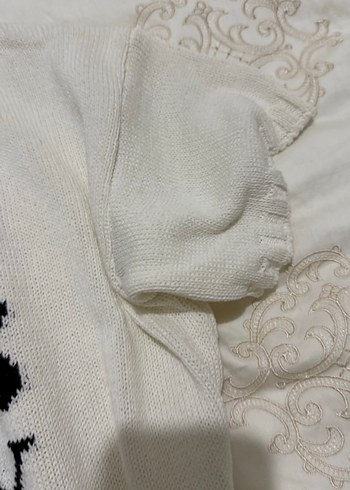 Beyaz Kısa Kollu Örgü Kadın Kazak - Görsel 4