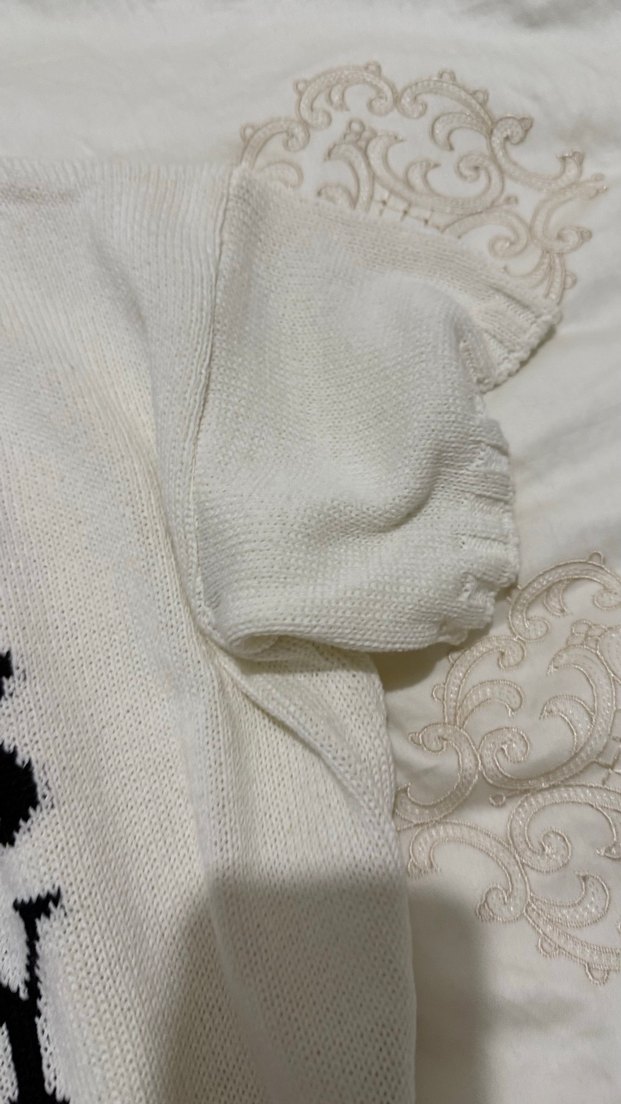 Beyaz Kısa Kollu Örgü Kadın Kazak - Görsel 4