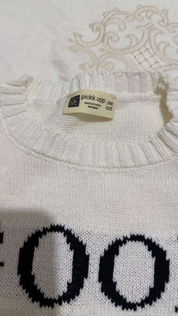 Beyaz Kısa Kollu Örgü Kadın Kazak - Görsel 5