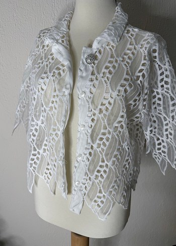 Beyaz Dantel Detaylı gömlek - Görsel 6