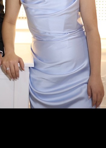 Mavi Drapeli Uzun elbise - Görsel 2