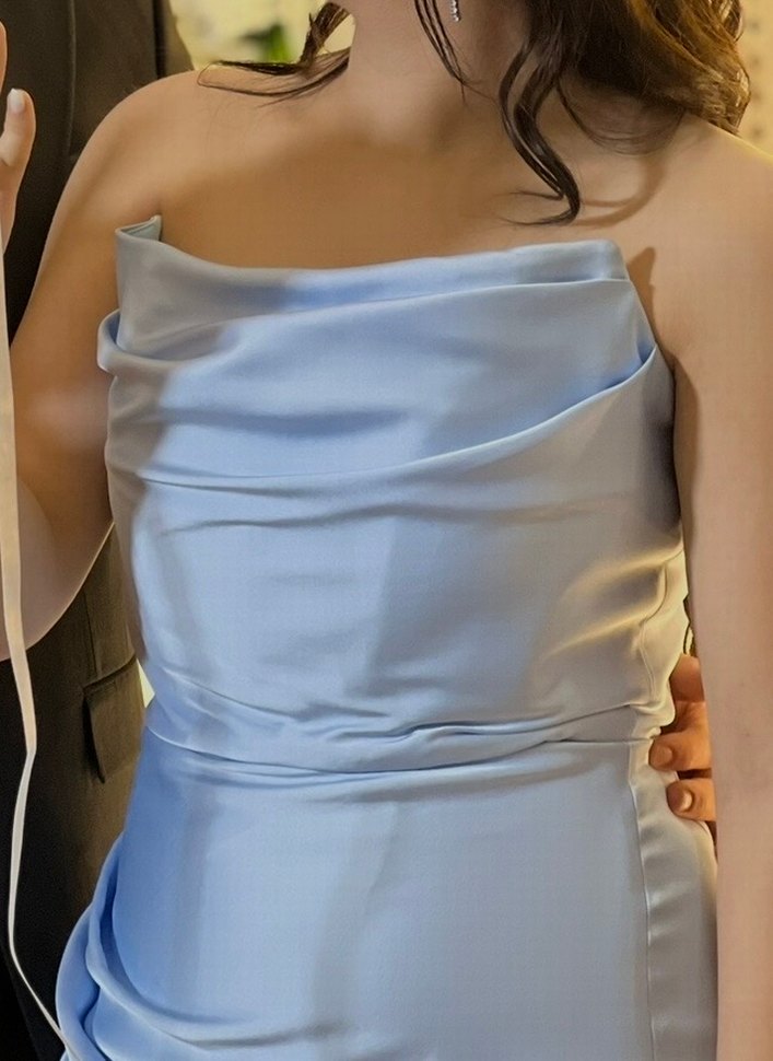 Mavi Drapeli Uzun elbise - Görsel 3