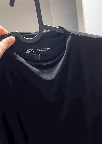 Siyah Uzun Drapeli V Yakalı Elbise - Görsel 3