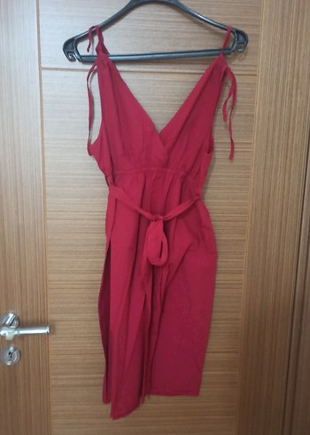 Bordo Askılı Elbise