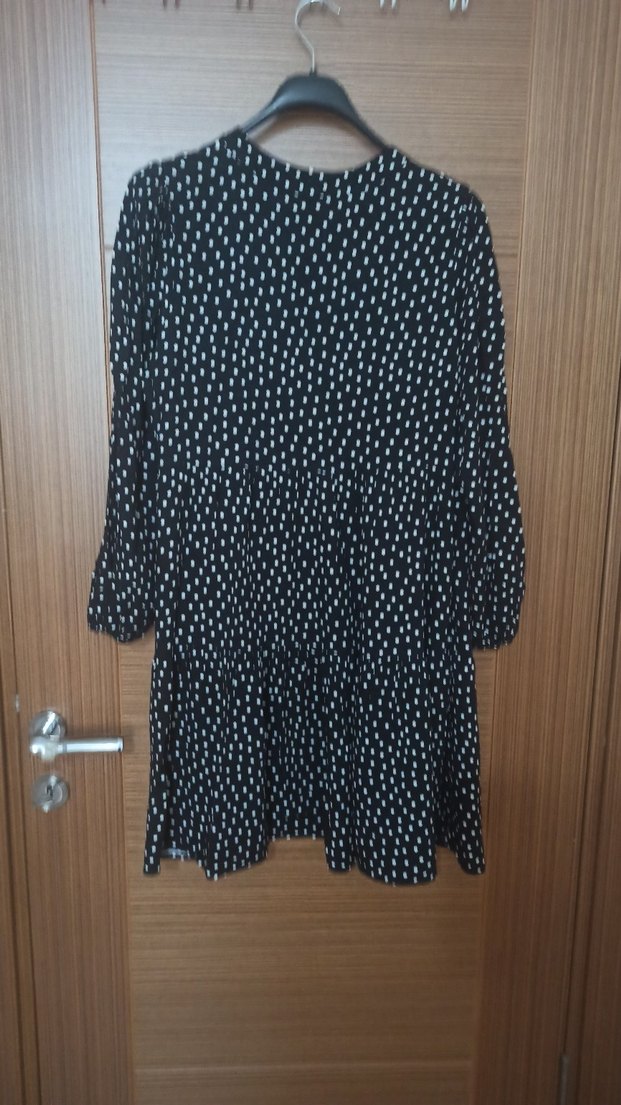 Siyah Puantiyeli Midi Kadın hamile Elbise - Görsel 2