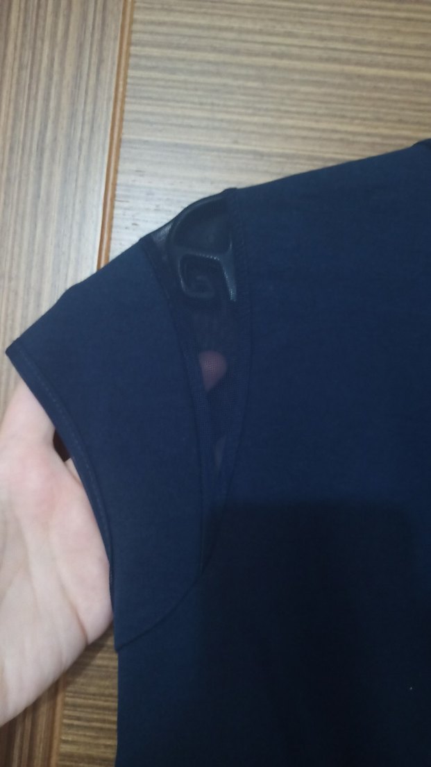 Lacivert V Yakalı Midi Elbise - Görsel 3