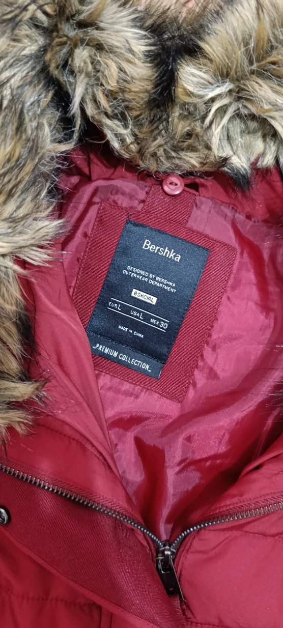 Bordo Kadın Kısa Kışlık Mont Kürklü - Görsel 4