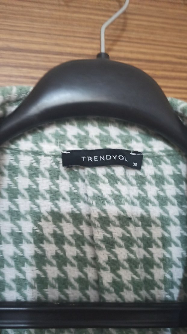 Düğmeli yeşil Kareli Kadın K Gömlek - Görsel 4