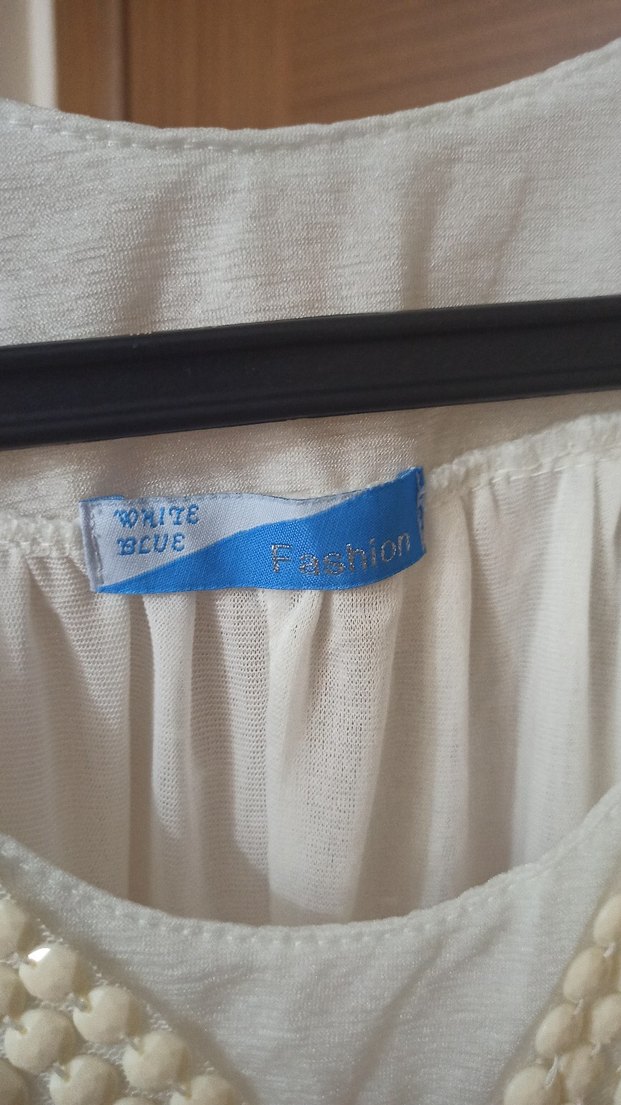 İnci İşlemeli Beyaz Kolsuz Mini Tunik elbise - Görsel 2