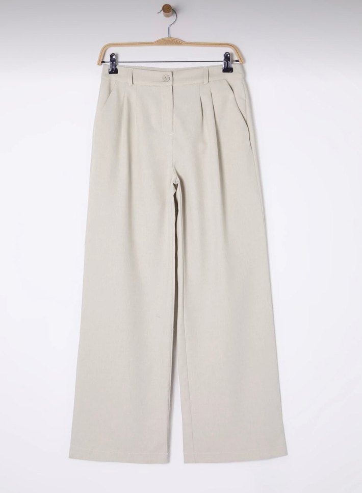 Bej Geniş Paça Kumaş Pantolon — görsel 2/4