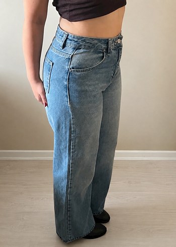 Trendyol & Milla Yuksek Bel Genis Paca Mavi Jean