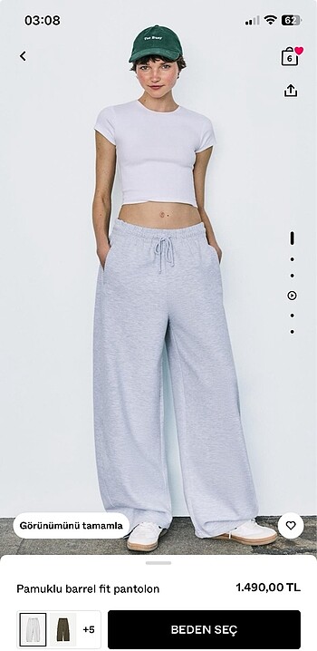 Bershka Gri Barrel Fit Eşofman Pantolon