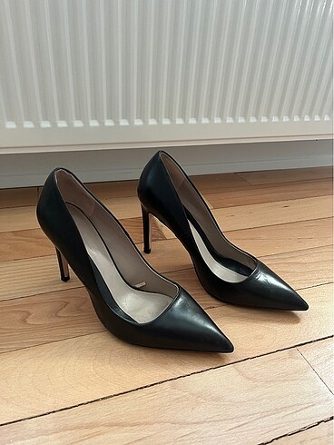 Zara Zara Suni Deri Siyah Stiletto