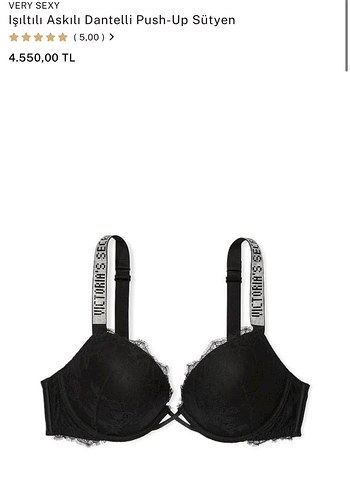 Victorias secret Işıltılı Askılı Dantelli Push-Up Sütyen