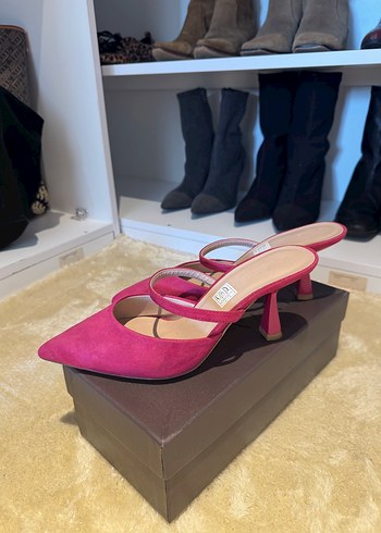 39 Beden Pembe Süet Tokalı Stiletto